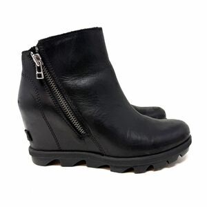 Sorel Joan Of Arctic Wedge Boots Booties Ankle Boots Black Sz 6.5 Fall Preppy